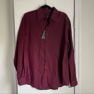 NWT Burgundy Stripe VanHeusen Button Down Shirt
